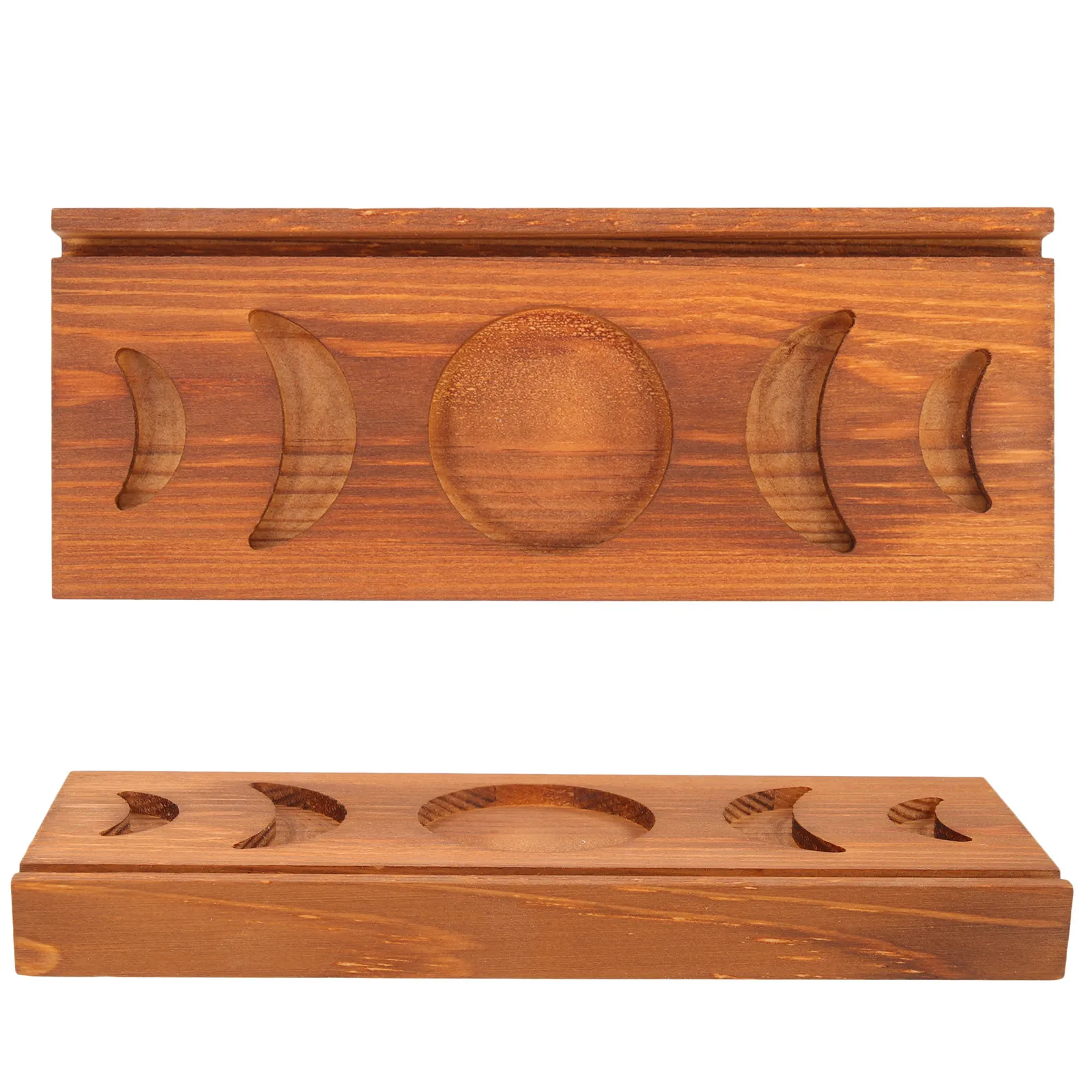 

Деревянная подставка для карт Таро с дизайном фаз Луны, устойчивый держатель, органайзер для кристаллов, прочный аксессуар для гадания, алтарь для Таро