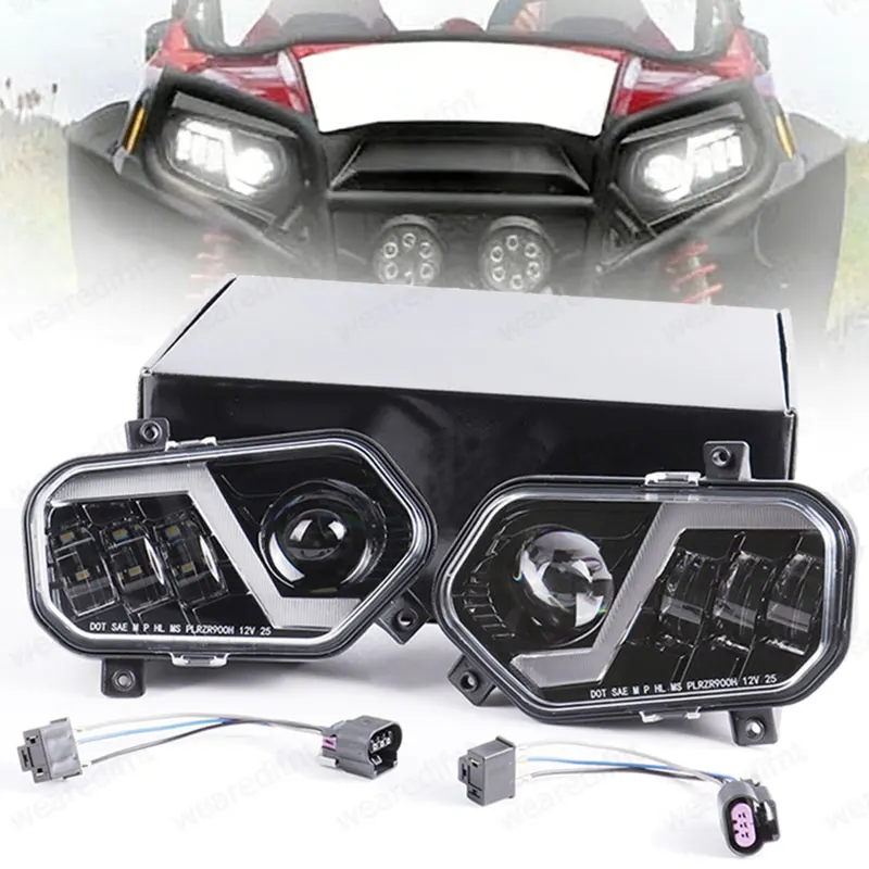 

DOT LED Headlight For Polaris RZR XP 4 900 S 800 2011 2012 2013 2014 MRZR UTV ATV Led Running Light DRL 2411854 2411855