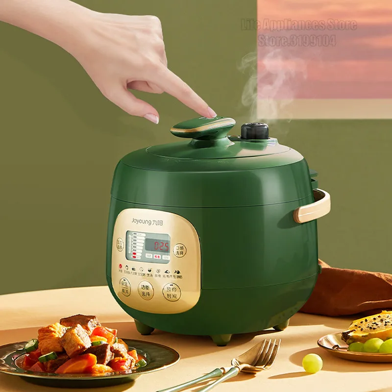 Joyoung Retro Pressure Cooker 70KPa Electric Multifunction Cooking Pot Stew Beef Porridge 2L Non Stick Liner Time Setting 600W