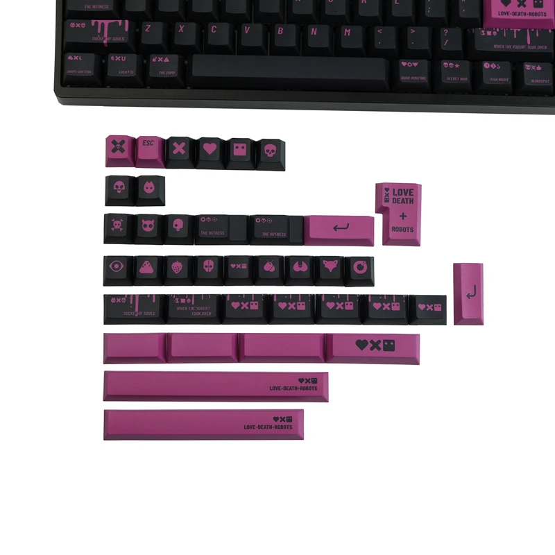 142 Keys/set Love Death Robots Key Caps PBT 5 Sides Dye Subbed Keycaps Cherry Profile Keycap For 61 64 68 87 980 104 HHKB