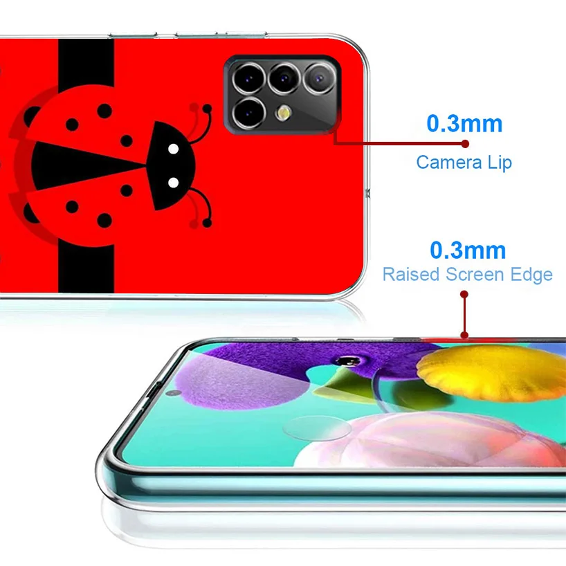 Insect Seven-Star ladybug Phone Case For Samsung Galaxy A14 A15 A13 A12 A54 A55 A53 A52 A04S A24 A25 A23 A22 A34 A35 A33 A32 A03