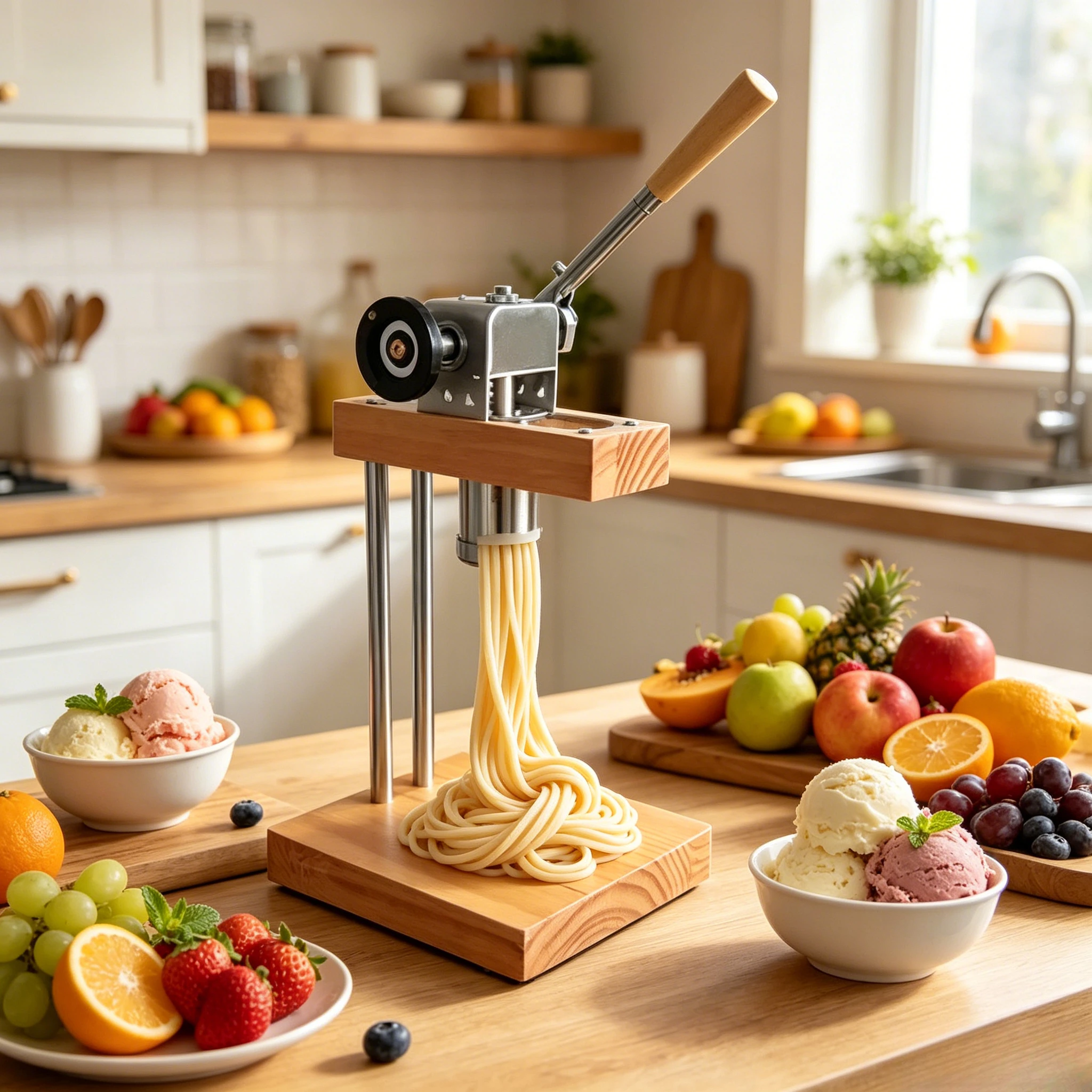 Hand Operation Gelato Noodles Spaghetti Shape Ice Cream Press Tool  Snack  Ice Cream Making Machine