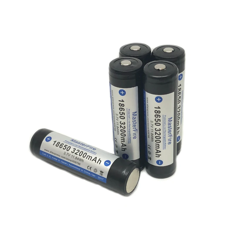 MasterFire Original 18650 3.7V 3200mah 11.84Wh Rechargeable Lithium Battery Protected Batteries Cell with PCB Made in Japan