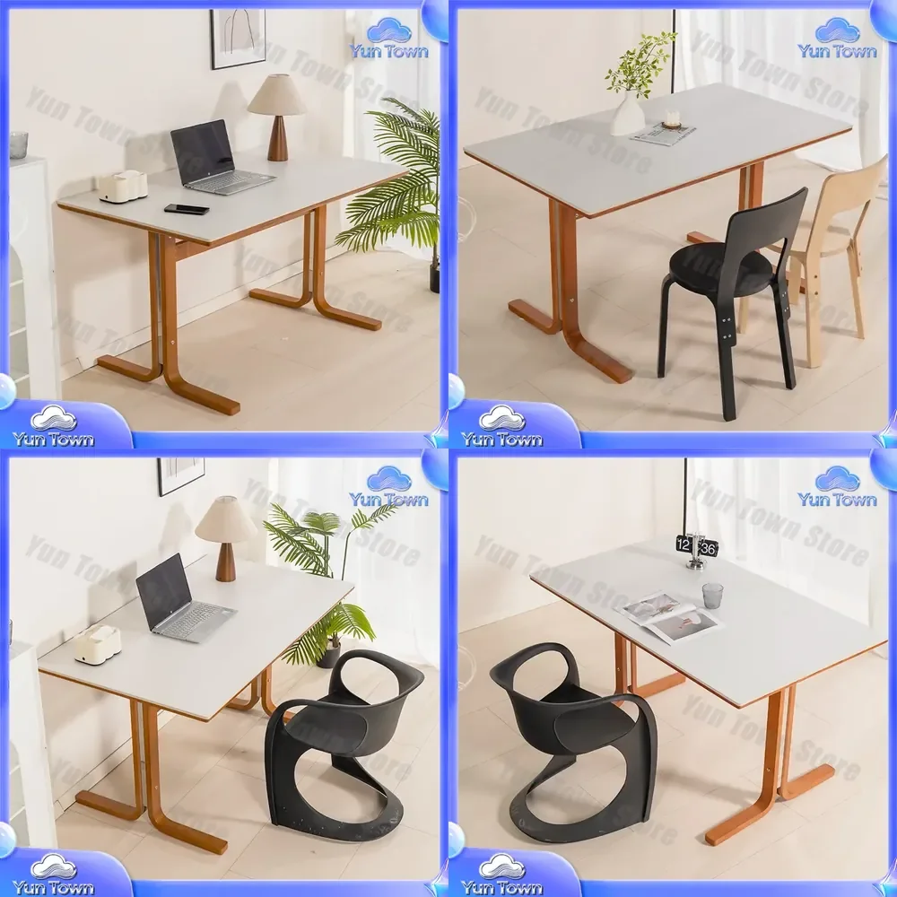 Nordic Retro Solid Wood Rock Slab Dining Table for Small Apartment Living Room Modern Rectangular Designer Table with Chairs