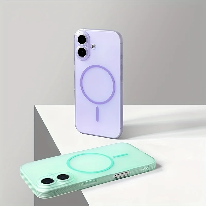 

Для iPhone 17 Pro Max Магнитный противоударный полупрозрачный мятно-зеленый и бирюзовый чехол для объектива камеры 16, 15, 14 Pro Max