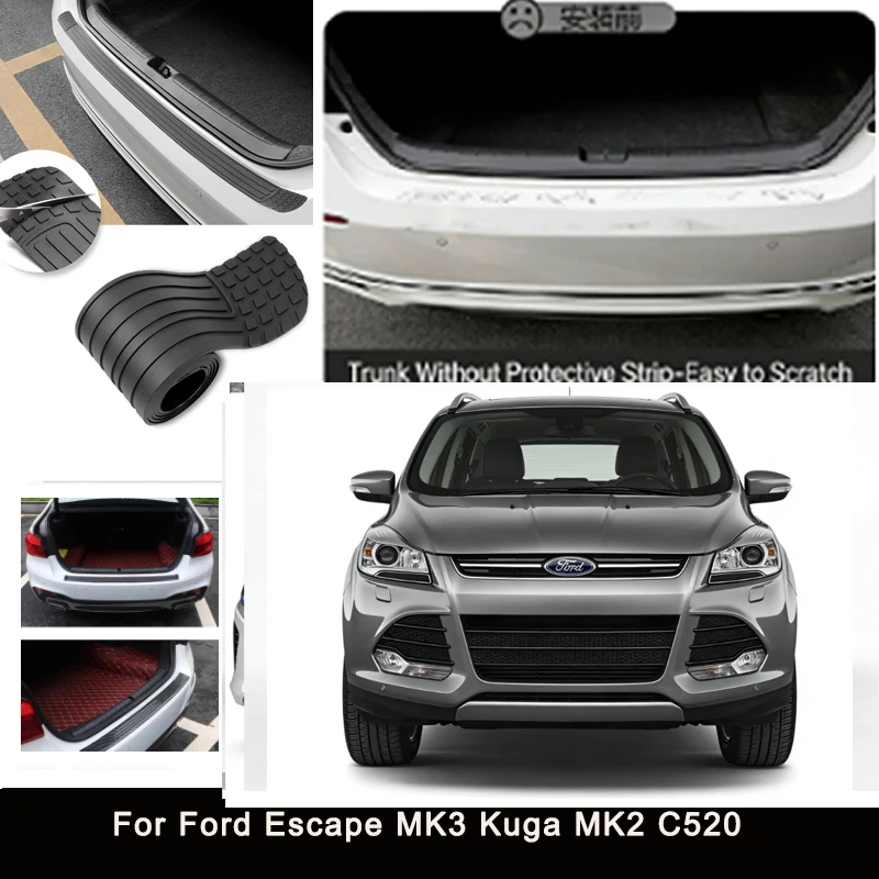 

For For Ford Escape MK3 Kuga MK2 Rear Trunk Guard Plate Sticker Car Rear Bumper Trim Anti-Kicked Scratch Protector Sticker Strip