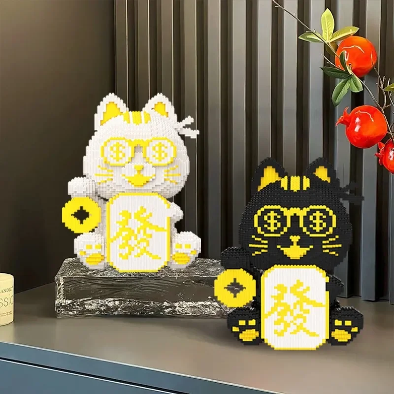 

40 см Маджонг черное золото Lucky Cat строительный блок мелкие частицы головоломка сборка детские игрушки подарки для взрослых игрушки для девочек
