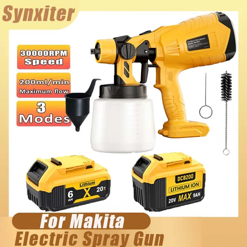 1000ML Electric Spray Gun For DEWALT 18V Battery Cordless Paint Sprayer For Car Furniture Wall Windows Painting Power Tool