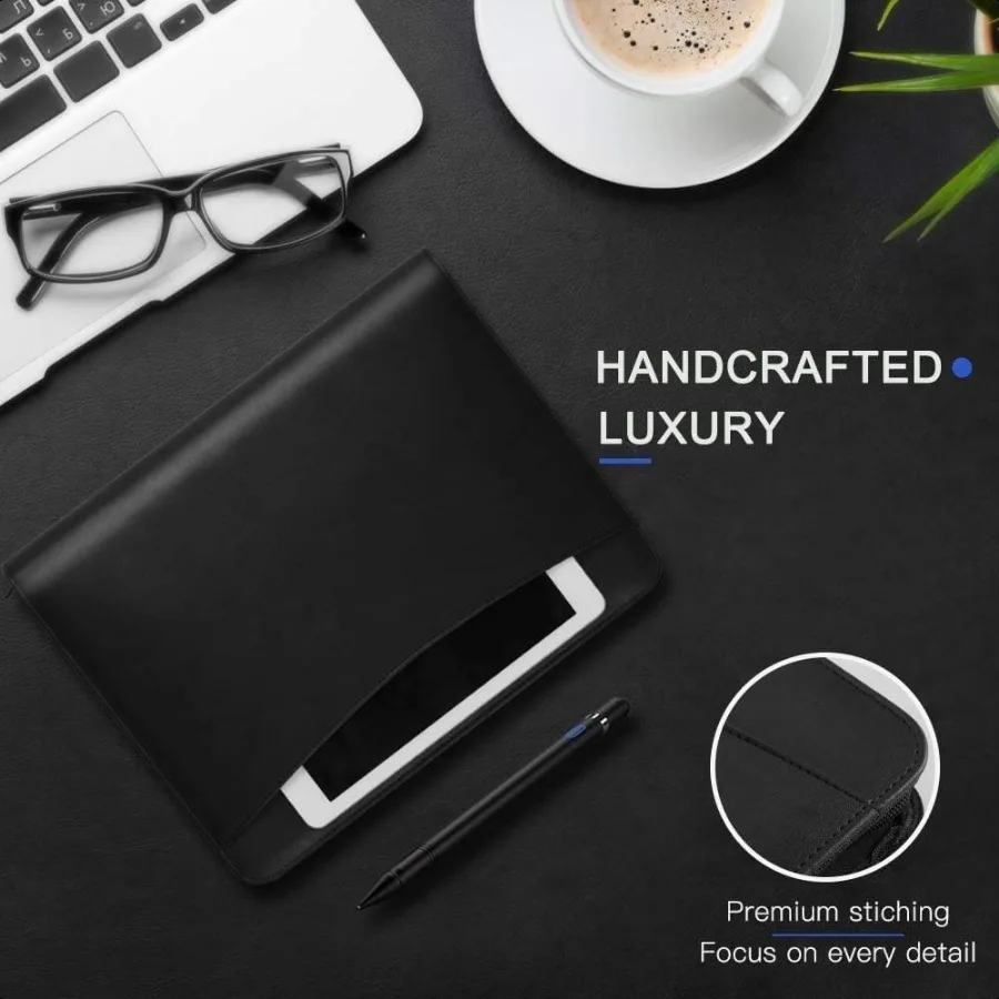 Padfolio Portfolio Folder PU Leather Profional with Round Ring Binder 8.5 x 11 Inch Writing Pad Tablet Sleeve Interview Resume