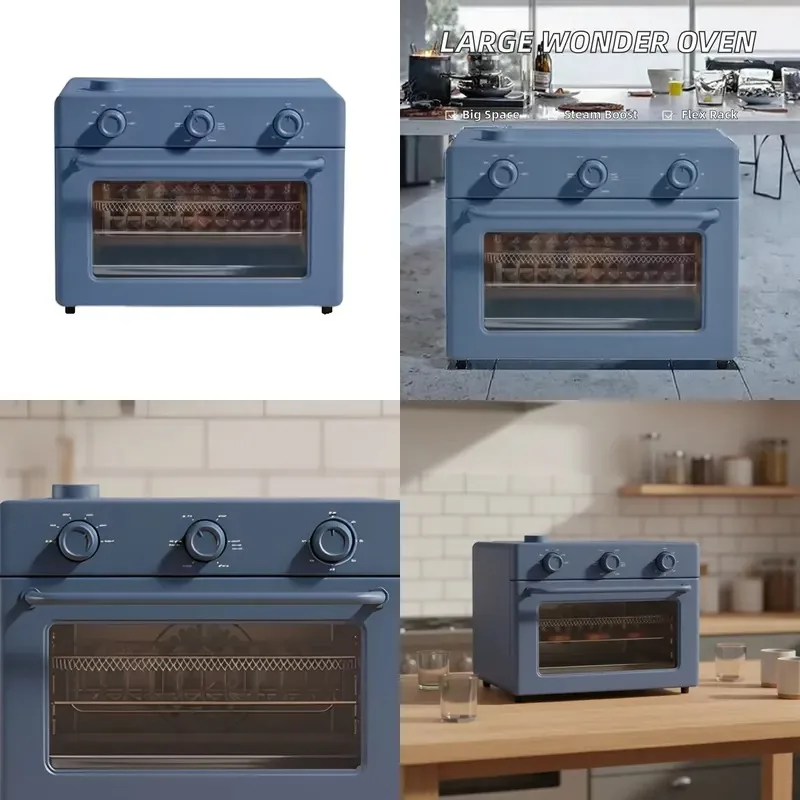 30L 1700W Electric Multifunctional Oven 6 in 1 Air Fryer Toaster Steam Pot Stainless Steel Mechanical Control Large Capacity