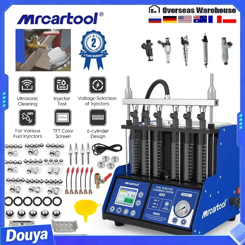 MR CARTOOL V310 6 Cylinders GDI Piezo Fuel Injector Cleaner Tester 110V 220V Ultrasonic Washer Machine for Automotive Repair