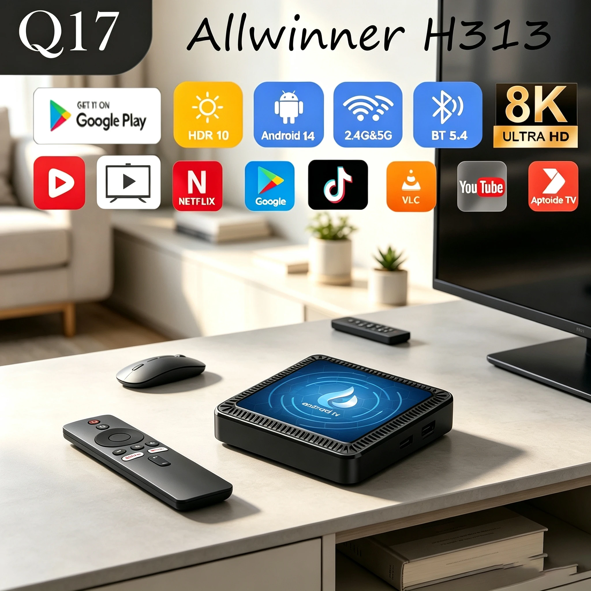 Android 16 Allwinner H313 Smart TV Box 8GB+256GB Google Assistant 8K Ultra Video Bluetooth6.0 Media Player Very Fast Set Top Box