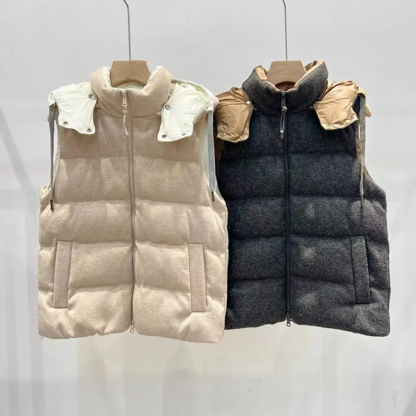 Gilet in piumino da donna 2024 nuovo autunno inverno catena di perline colletto alla coreana cerniera Fly canottiere senza maniche casual