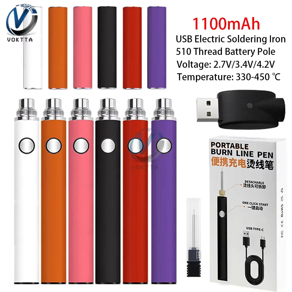 1100mAh USB Saldatore Elettrico 510 Filo Batteria Polo Saldatore Kit Tensione Regolabile Batteria Penna Strumento di Saldatura a Calore