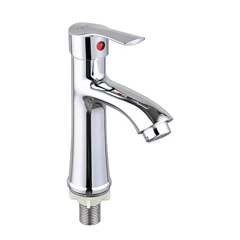

1Pcs Chrome Plastic Steel Basin Faucet Sink Tap Deck Mount Home Single Handle Single Cold Water Mixer Bathroom Washbasin Faucets
