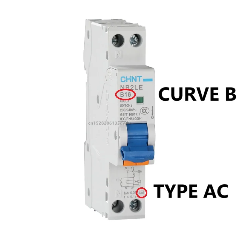 CHINT NB2LE Curve B C Typ A AC 1P+N Fehlerstrom betrieben Leckageschutzschalter Leistungsschalter RCBO 30MA 10A 16A 20A