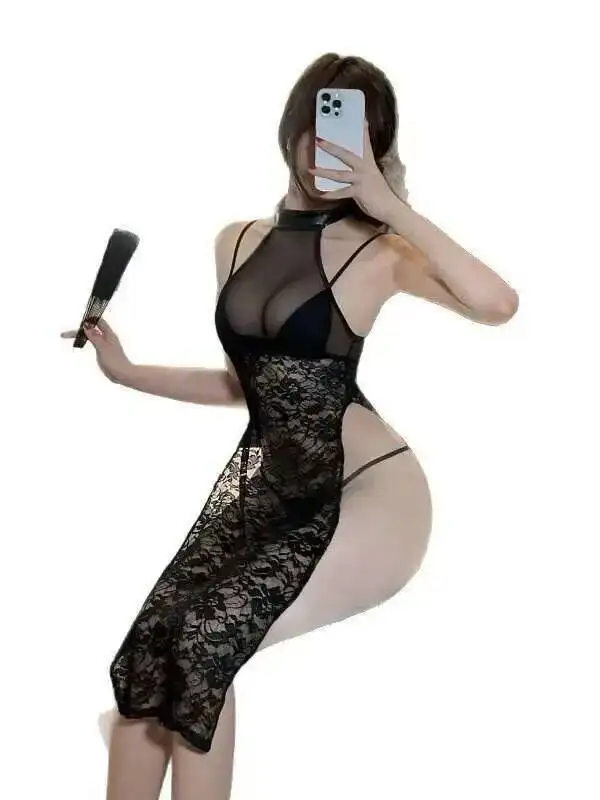 เดรสเซ็กซี่พิมพ์ลายดอกไม้ผ้าตาข่ายรัดรูปทรงสวยหรูพร้อมสายเดี่ยวแบบผูกหลังเปิดหลัง รุ่น CS45