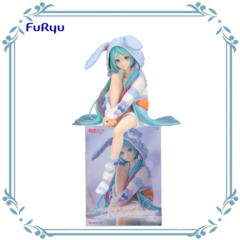 

FuRyu Hatsune Miku Noodle Stopper -Rabbit Ear Pajamas In Blue Ver.- 14CM PVC Anime Figurine Collection Model Toy