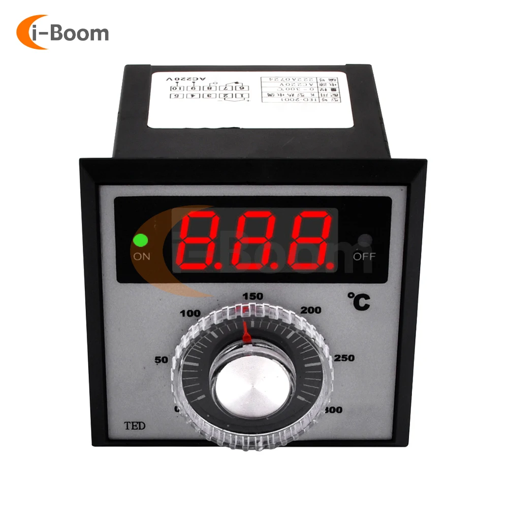 TED-2001 Digital LED Display Temperature Controller AC 220V 0- 300 Degree K Type Thermocouple Thermostat Regulator