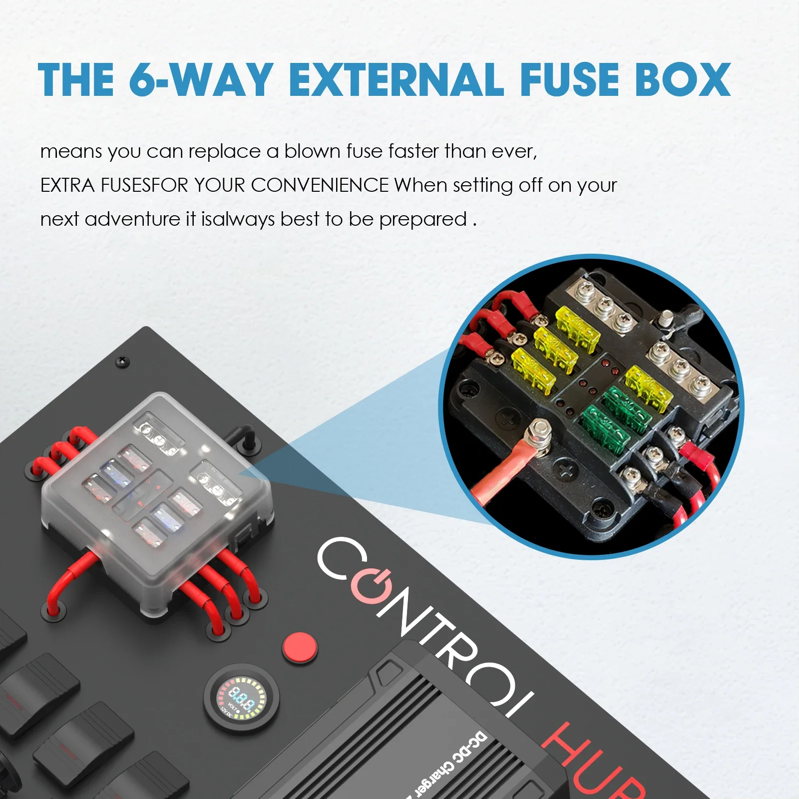 BM-CT001 4WD RV Outdoor Camping Customized 12V 24V 50A Electrical Control Hub Box Distribution Equipment Rocker