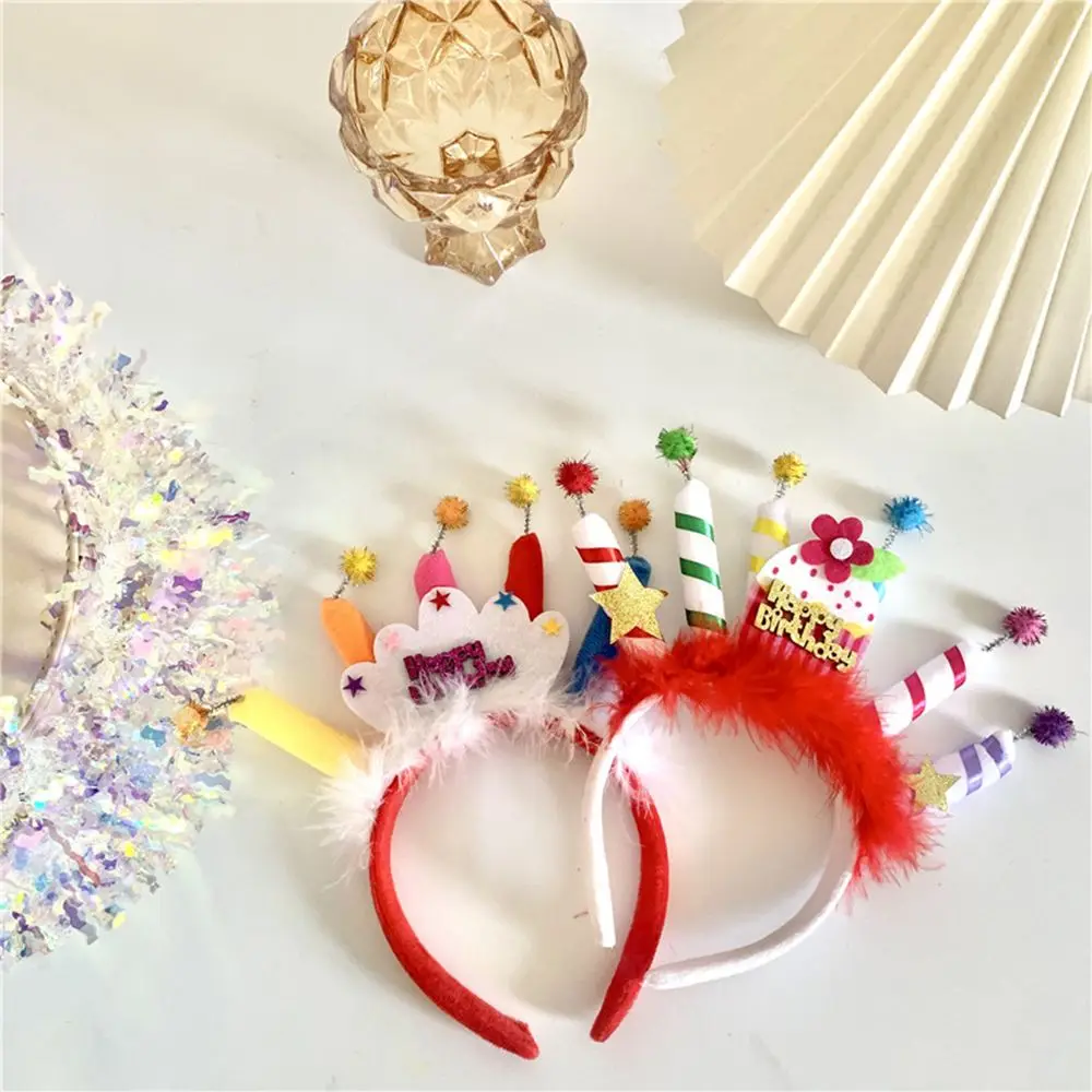 Happy Birthday Crown Hair Decor Candle Kids Korean Style Headband Women Hair Hoop Hair Accessories Birthday Hairband