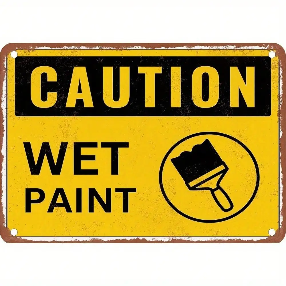 Letrero de Suelo Mojado Ironmate, 18x12 Pulgadas, Amarillo y Negro, Metálico, Advertencia de Seguridad, Precaución en el Suelo