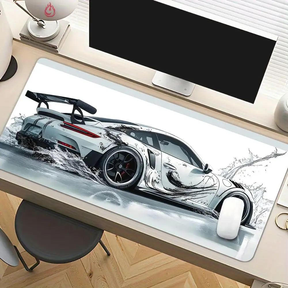 

White sports car pattern design gaming Mouse Pad Desk Mat Non-Slip table mats pc accessories keyboard Gaming mats tapis souris
