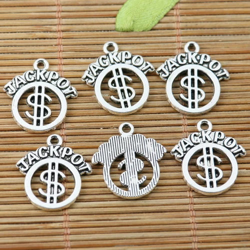 

10pcs 20*18mm Tibetan Silver Color JACKPOT Dollar Charms EF2252 Charms for Jewelry Making