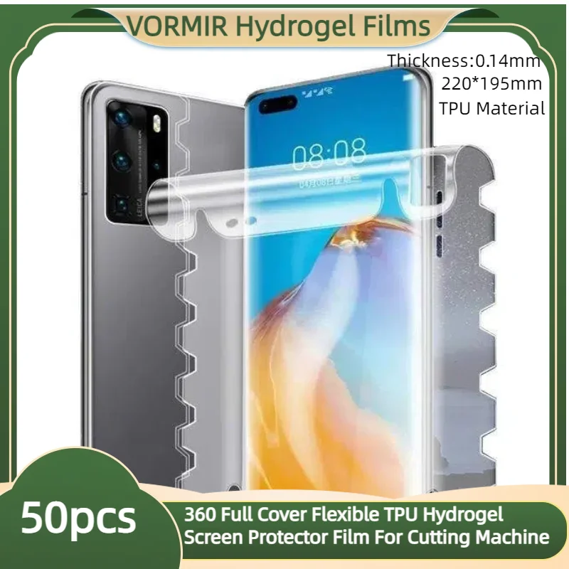 

50pcs 360 Full Cover Flexible TPU Hydrogel Screen Protector Pressure-Resistant Front & Back Repair Auto Film for Mobile Phones