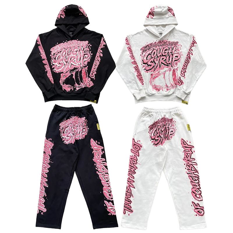 Conjunto de Pantalones Largos y Sudadera con Estampado de Graffiti Urbano, Ropa Deportiva Casual, 100% Algodón, Temporada de Primavera, Conjunto para Hombre