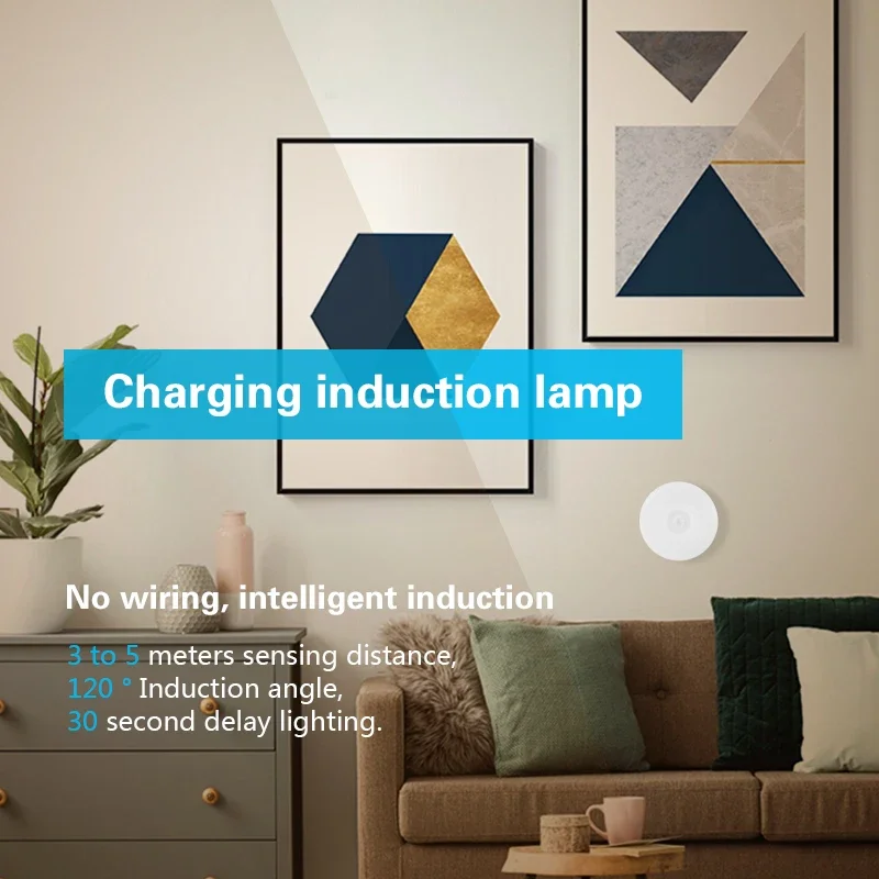 Luz LED nocturna inteligente recargable por USB, lámpara nocturna regulable, inalámbrica, Sensor de movimiento para armario, cocina, dormitorio