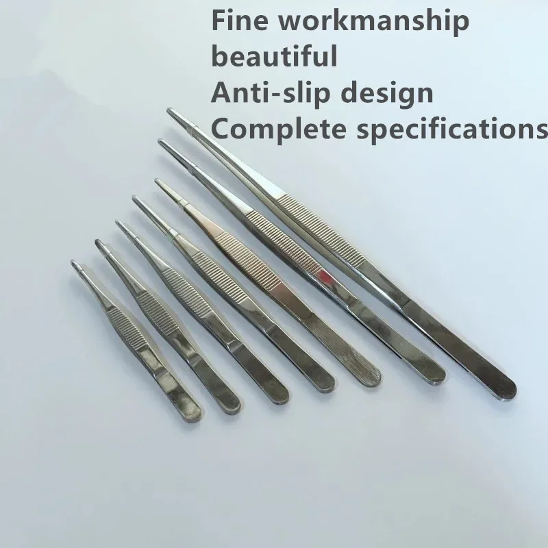 Stainless Steel 304 Anti-iodine Tweezers Long Forceps 12.5cm-30cm Straight Head Elbow Thicken Tattoo Accesory Tools