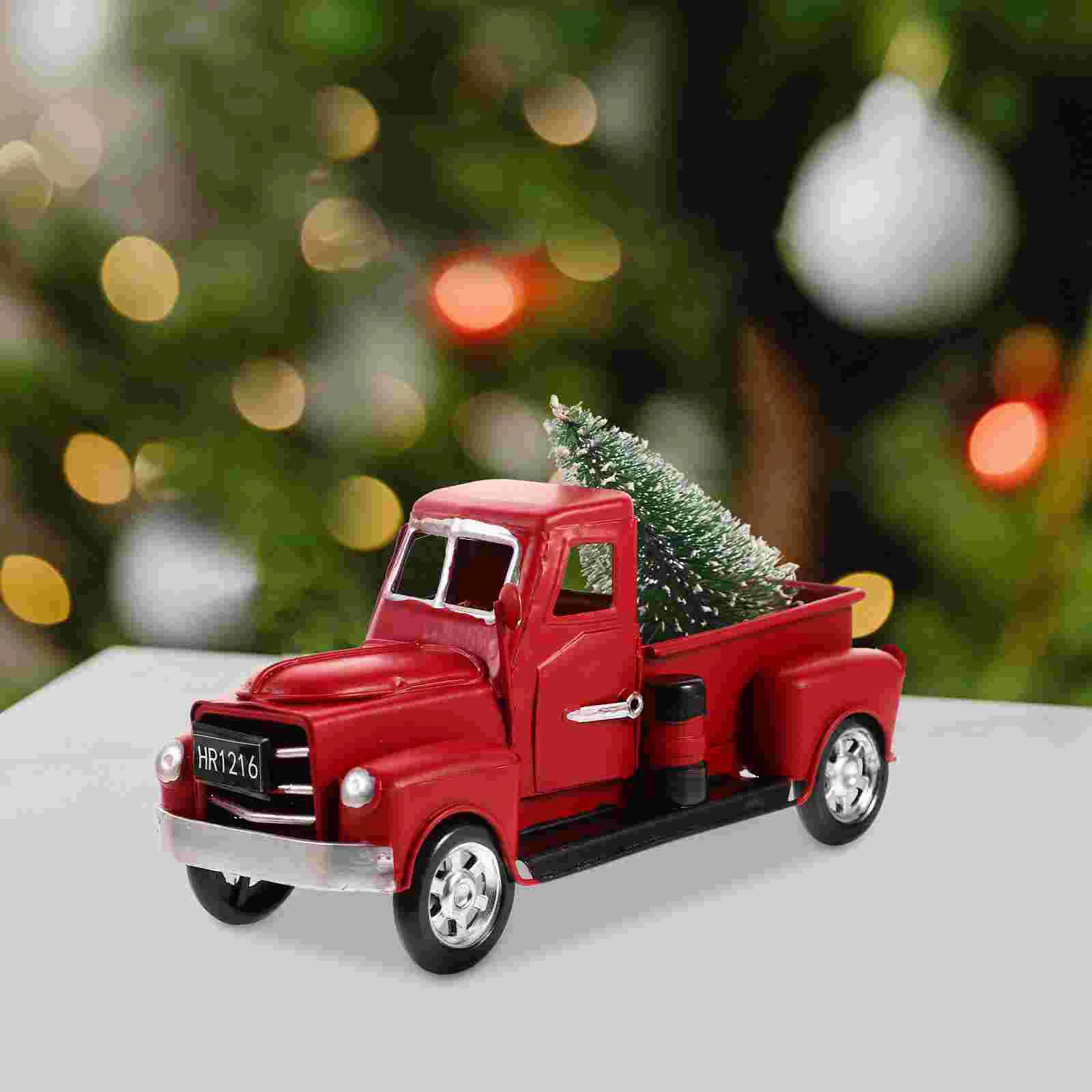 Truck with Christmas Tree Metal Home Craft Car Model Die Cast Toy Toys