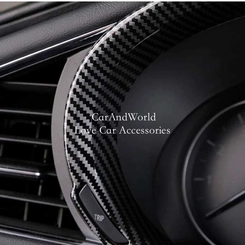 اكسسوارات ألياف الكربون سيارة أداة الإطار الزخارف الإطار لوحة القيادة غطاء مقياس حامي الديكور لمازدا 3 Axela 2019-2025 #4