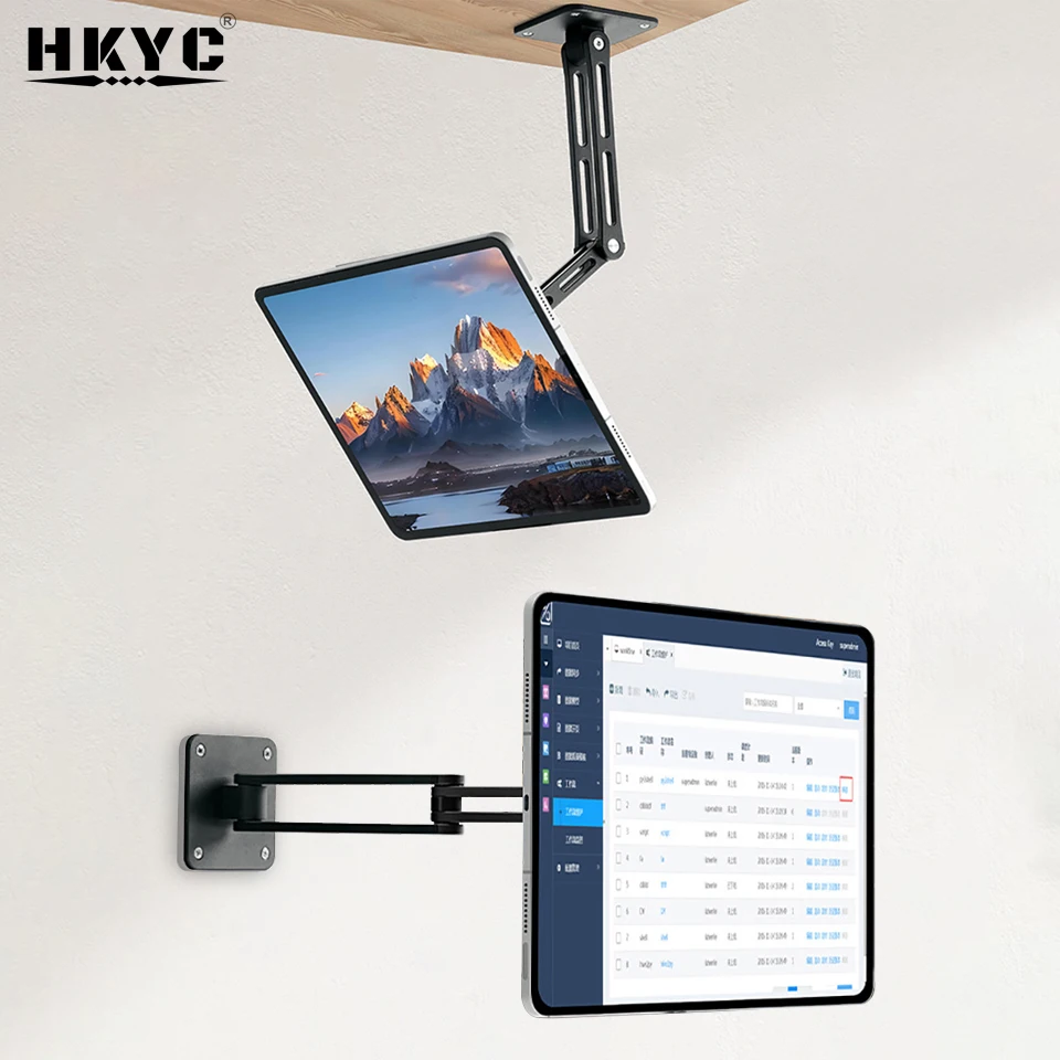 HKYC Tablet Wall Mount 360° Rotation Tablet Holder Stand Kitchen Wall Mount Compatible with IPad/iPhone/All 4.7-13 Inch Tablet