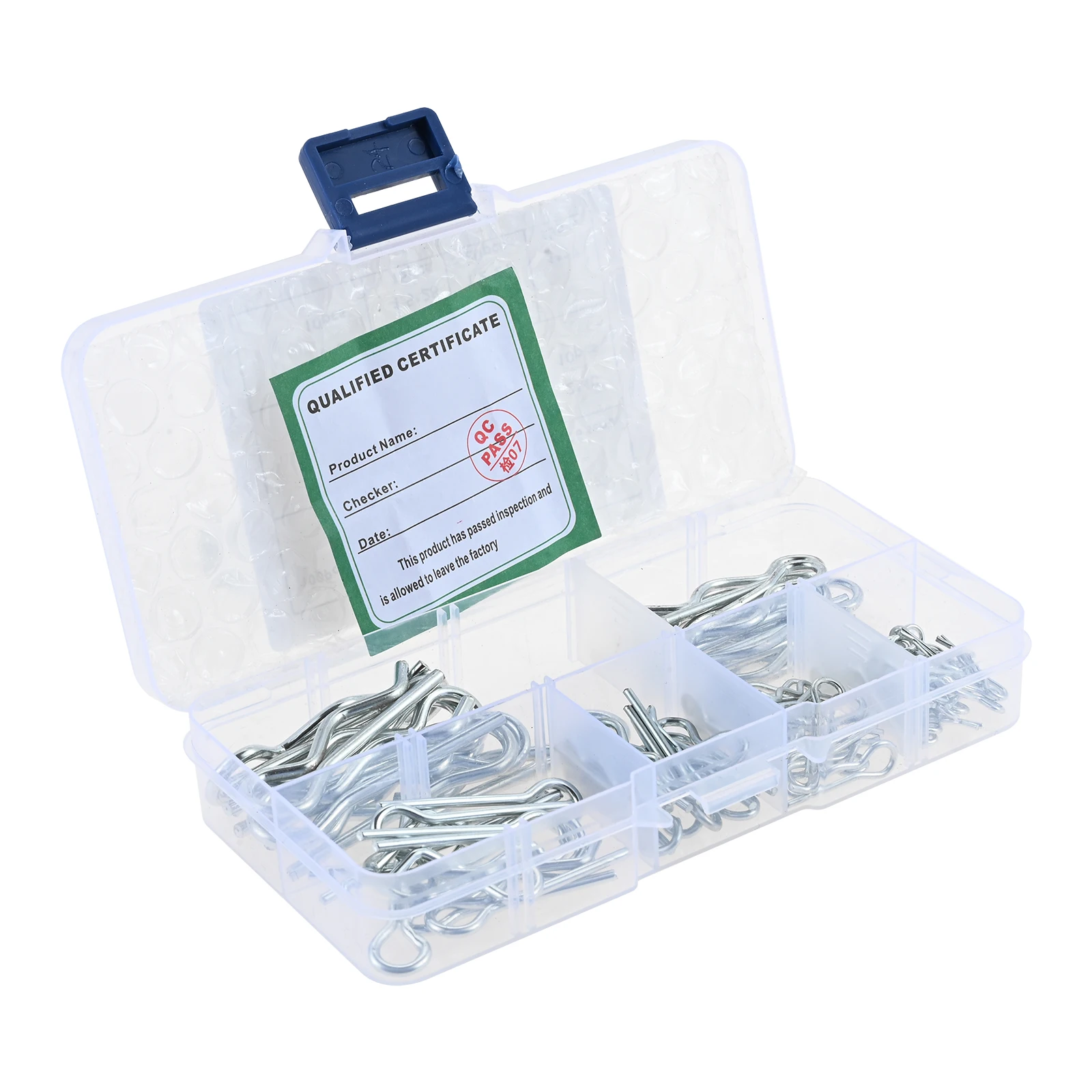 100pcs/box Carbon Steel Cotter R Pins Zinc Plated Hitch Pins Lock Spring Fastener Assortment Kit Retaining Pin Hairpin 6 Size