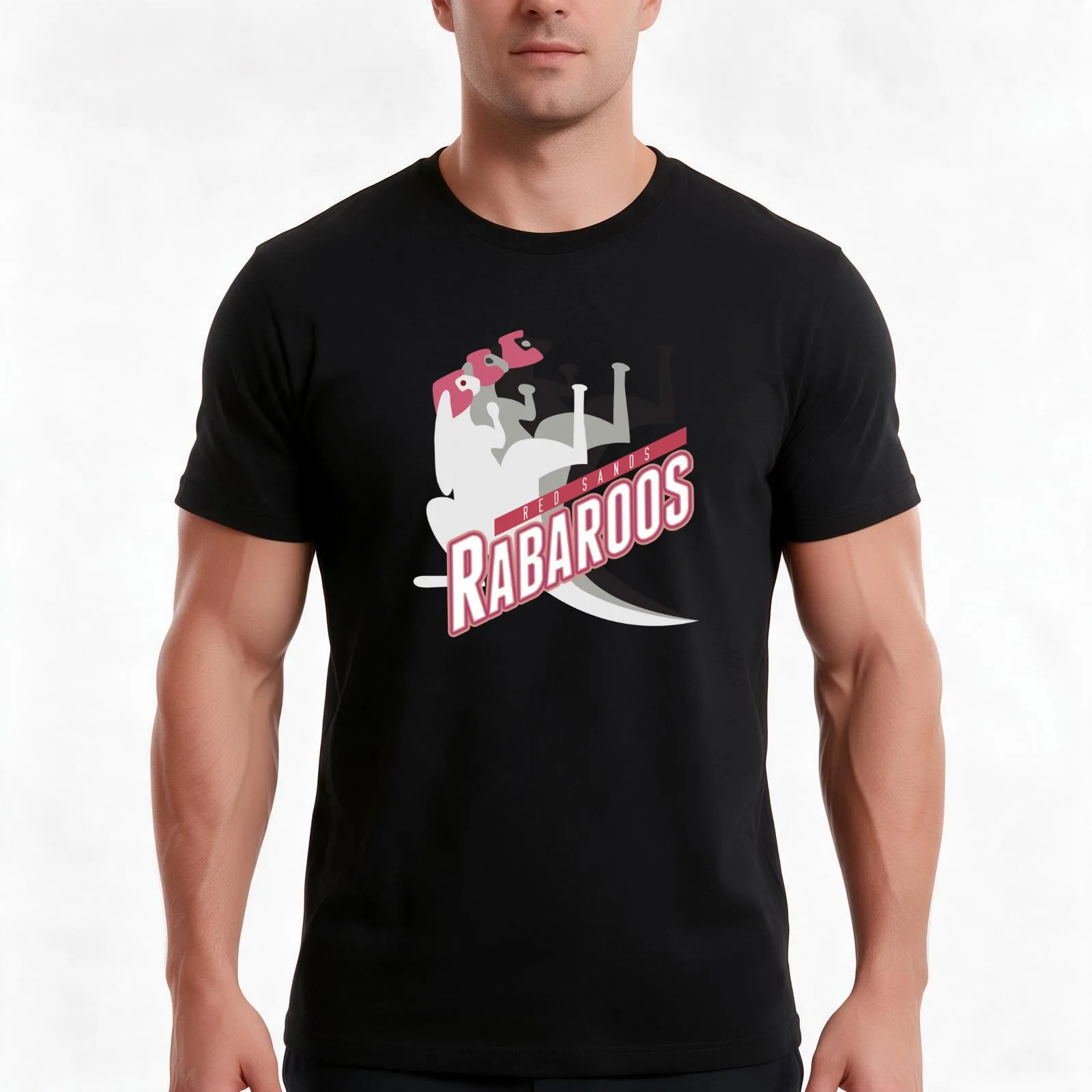 Red Sands Rabaroos T-Shirt, Summer Casual Cotton Tee, Oversized Streetwear Tops, Vintage Graphic Print, Loose Fit Short Sleeve