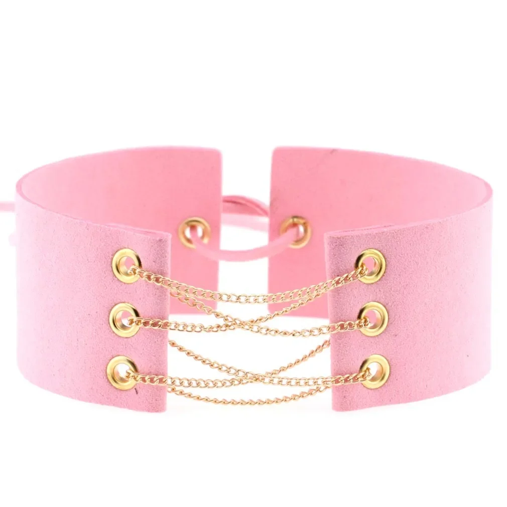 Punk Sexy Trend Simple Creativity Fashion Flannel Multicolored Leather Alloy Necklace Clavicle chain Sweet and cool Hot Girl