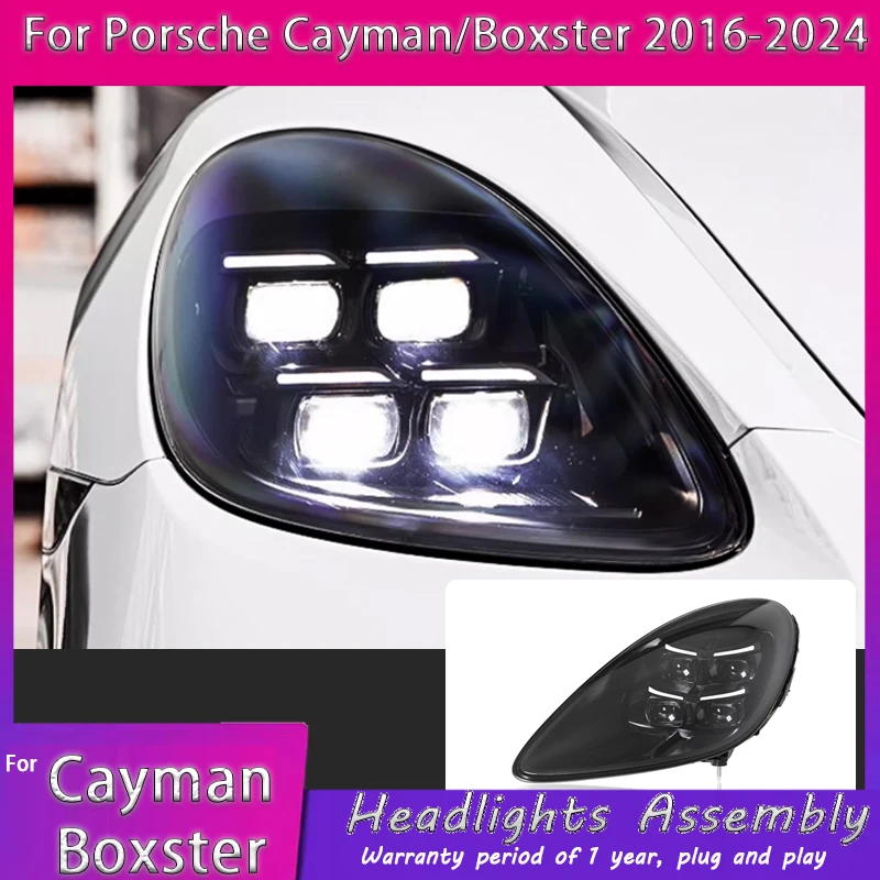 LED Headlight For 2016-2024 Porsche Cayman headlight assembly Boxster modified 718 LED daytime running light lens Plug and play