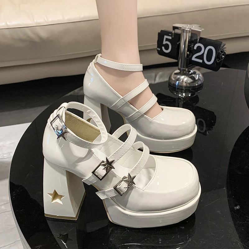 Pojedyncze buty damskie Summer New Super High Heel Round Head Buckle Bow Mary Jane Shoes Fashion Comfortable Temperament Sandals