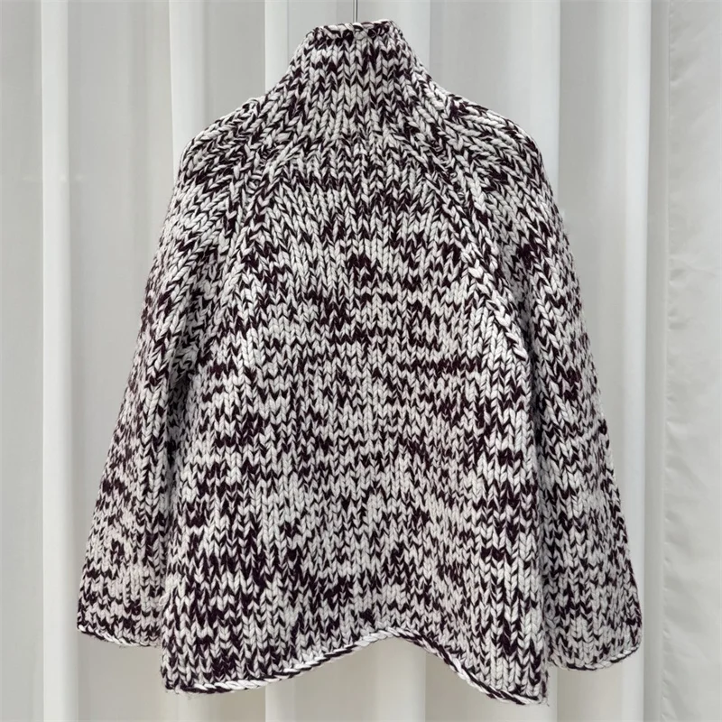 Cárdigan para mujer 2025 invierno nuevo de un solo pecho ajustado top de manga larga 100% suéter de lana para mujer y2k cuello alto para mujer