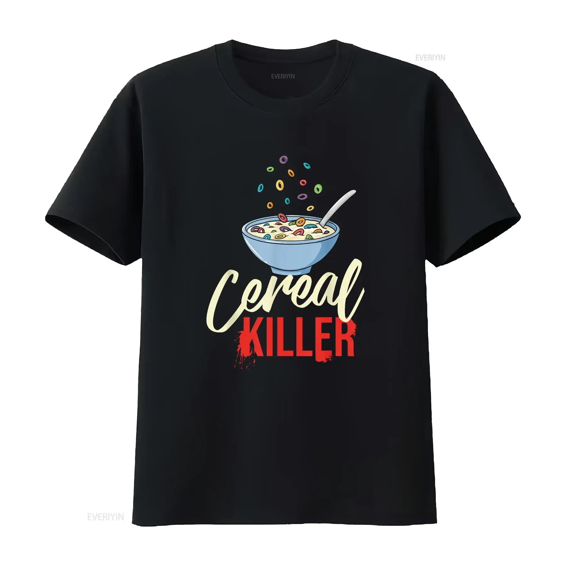 

Cereal Killer Bowl Box Breakfast T Shirt vintage Washed Breathable fashion homme designer clothes Comfortable Casual Unisex