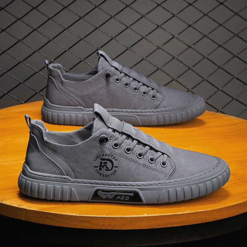 

Men's Canvas Slip-On Shoes Ice Silk Breathable Workwear Casual Sports Fashion Shoes round Toe Low Heel Rubber Outsole