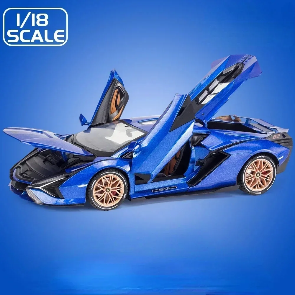 Modèle de voiture de sport en alliage moulé sous pression pour enfants, 1:18 Lamborghini, SIAN FKP, 37, collection de simulation, jouet en métal, cadeau, A245