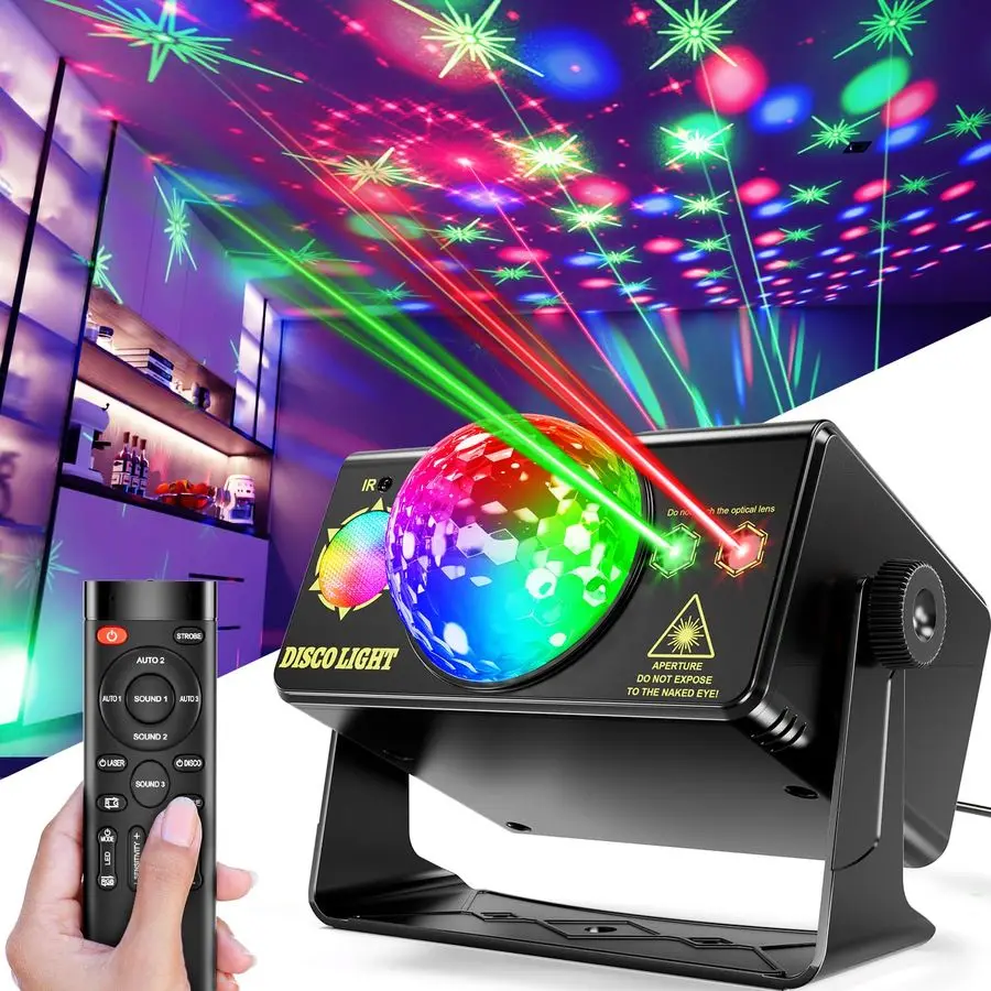 

Party Lights DJ Disco Ball amp LED Stage Strobe Light with SoundActivated 10ft USBC Cable,Remote,Disco Lights for Parties Indoor