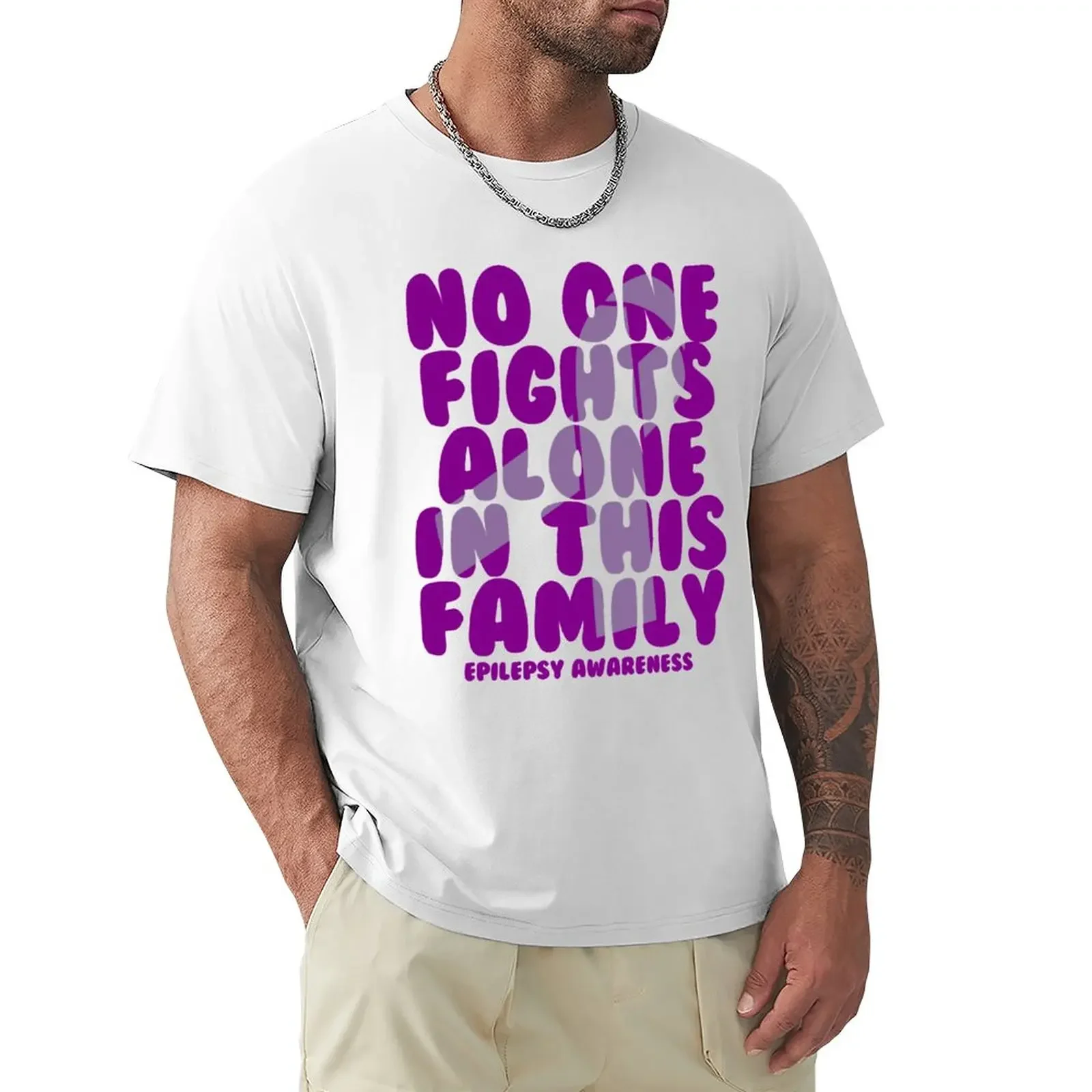 

No One Fights Alone in this Family! Epilepsy Awareness T-Shirt tops quick-drying new edition men clothing