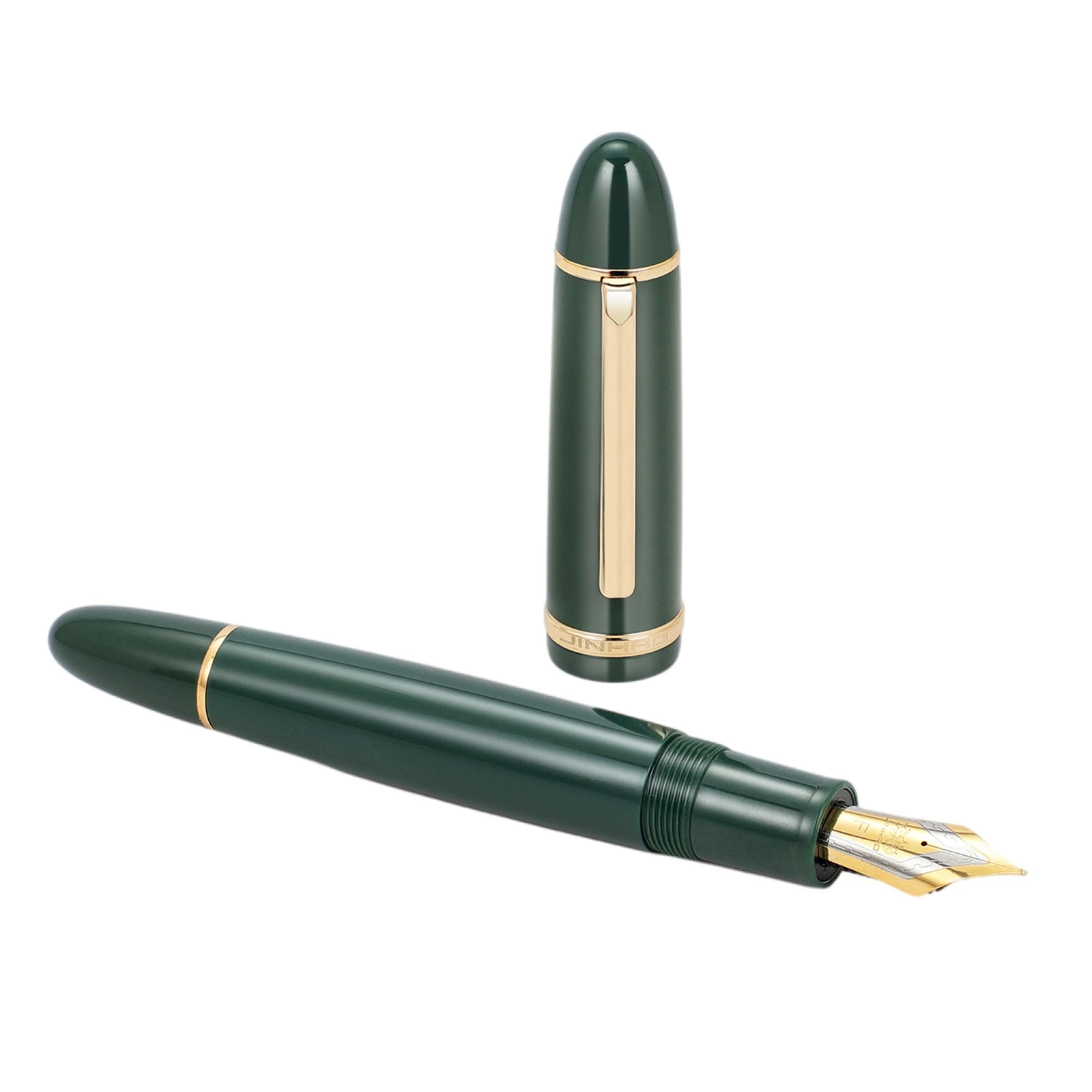 jinhao-acrilico-fountain-pen-green-gold-metal-clip-estendido-nib-f-05mm-material-de-escritorio-escolar-escrita-presentes-canetas-x159-novo