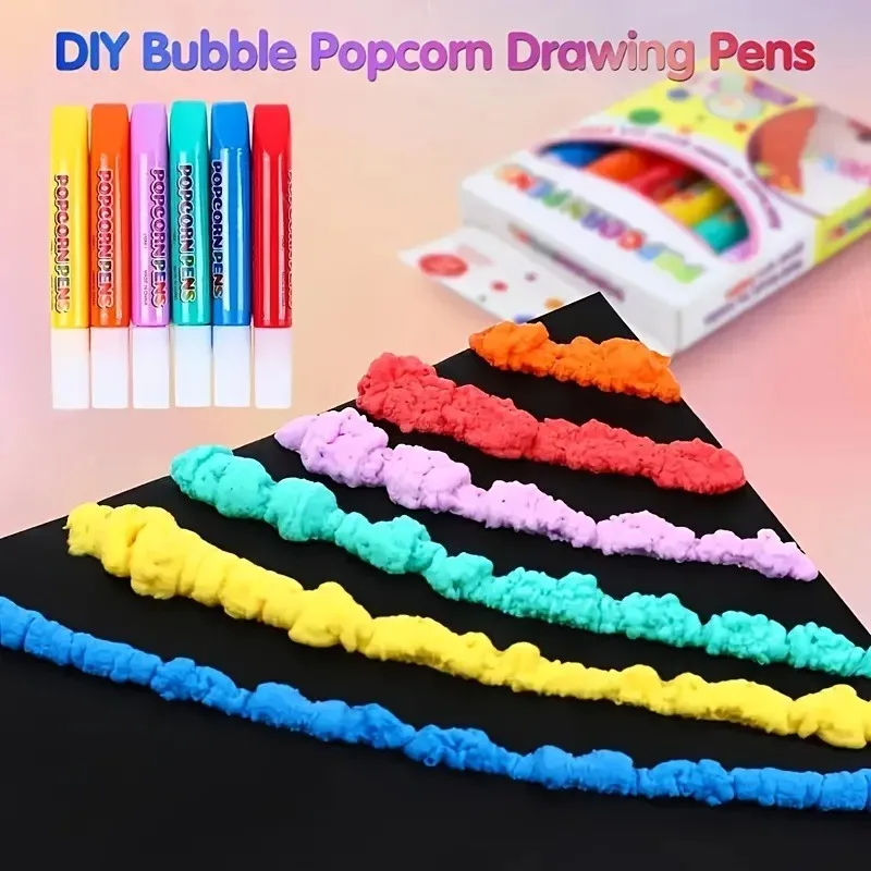 Popcorn Bubble Pen DIY Cotton 3D Printing Painting Puff Pen Puffy Effect Drawing Marker Creative Handcraft Graffiti Tool