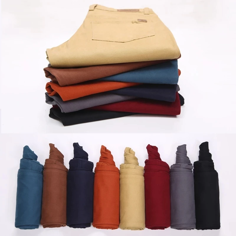 2023 New Elastic Cotton Fashion Slim Fit Men's Khaki Casual Pants 6 Color Simple Business Office Men's Pants