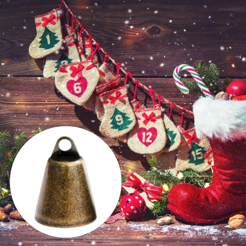 Q39E Pack Of 9 Old Iron Christmas Bells Includes 5M Suspended Rope For Holiday Decorations Home Party Pet Accessories